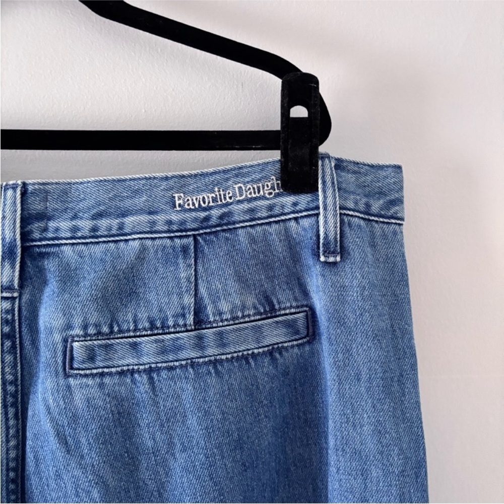 Favorite Daughter The Carly Shortie Cargo Jeans Wide Leg High Rise Denim Blue - Picture 8 of 10